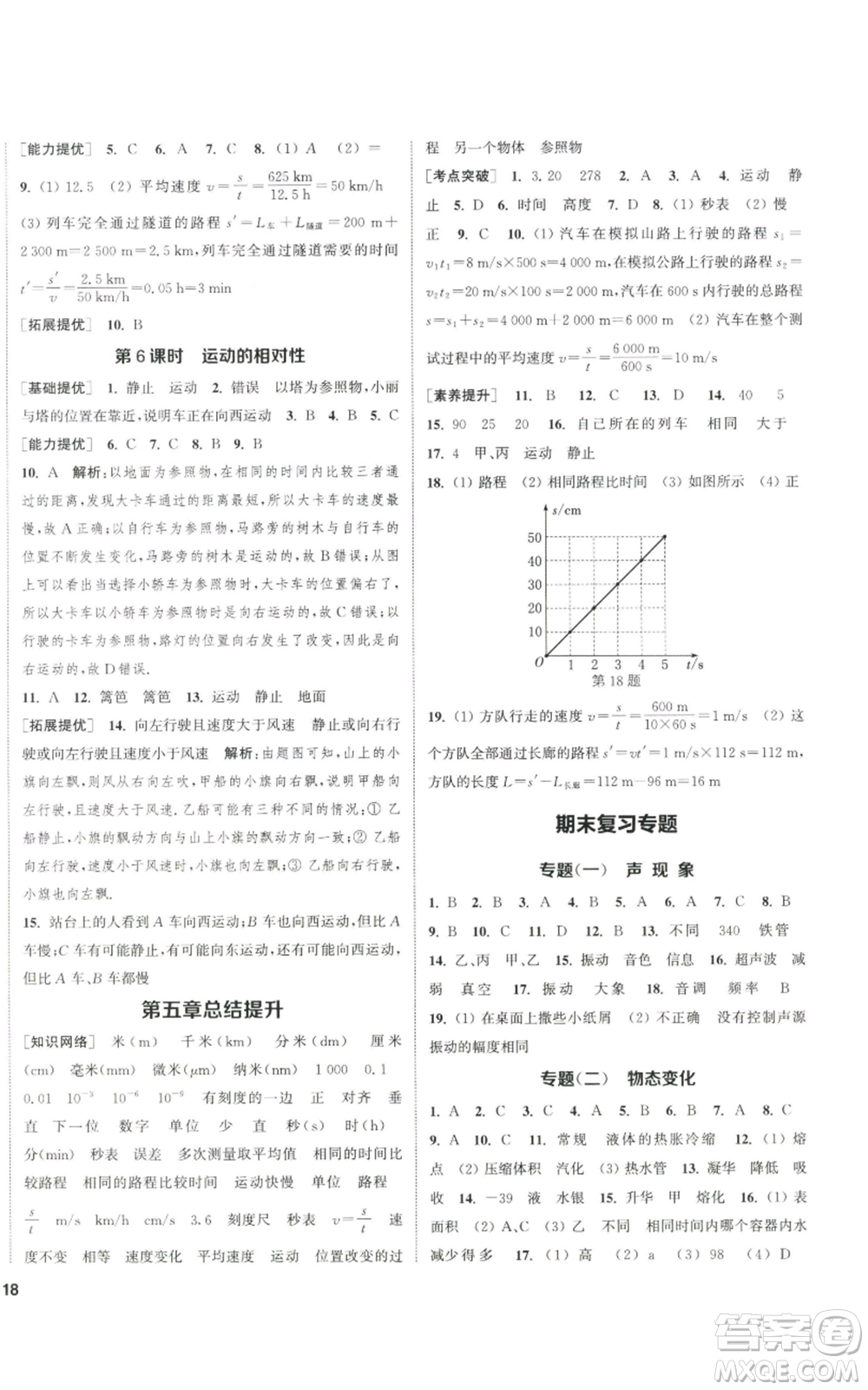 南京大學(xué)出版社2022提優(yōu)訓(xùn)練課課練八年級(jí)上冊(cè)物理江蘇版徐州專(zhuān)版參考答案