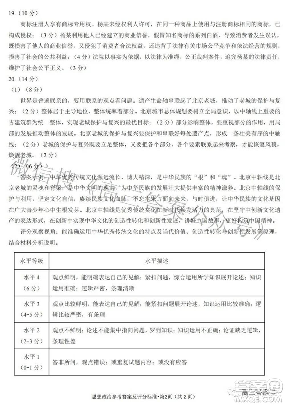 昆明市五華區(qū)2023屆高三教學(xué)質(zhì)量摸底檢測思想政治試題及答案