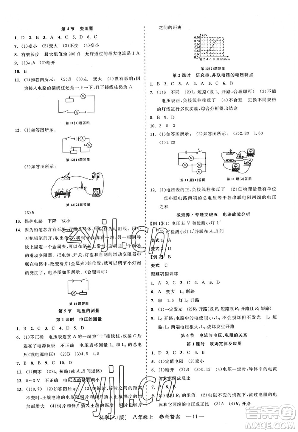 浙江工商大學出版社2022精彩練習就練這一本八年級科學上冊ZJ浙教版答案