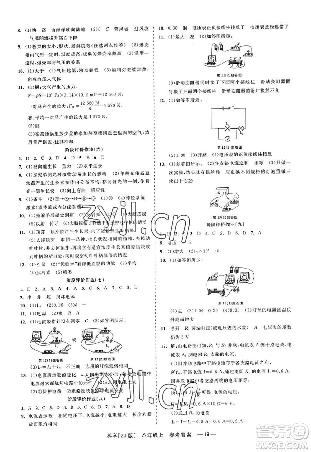 浙江工商大學出版社2022精彩練習就練這一本八年級科學上冊ZJ浙教版答案