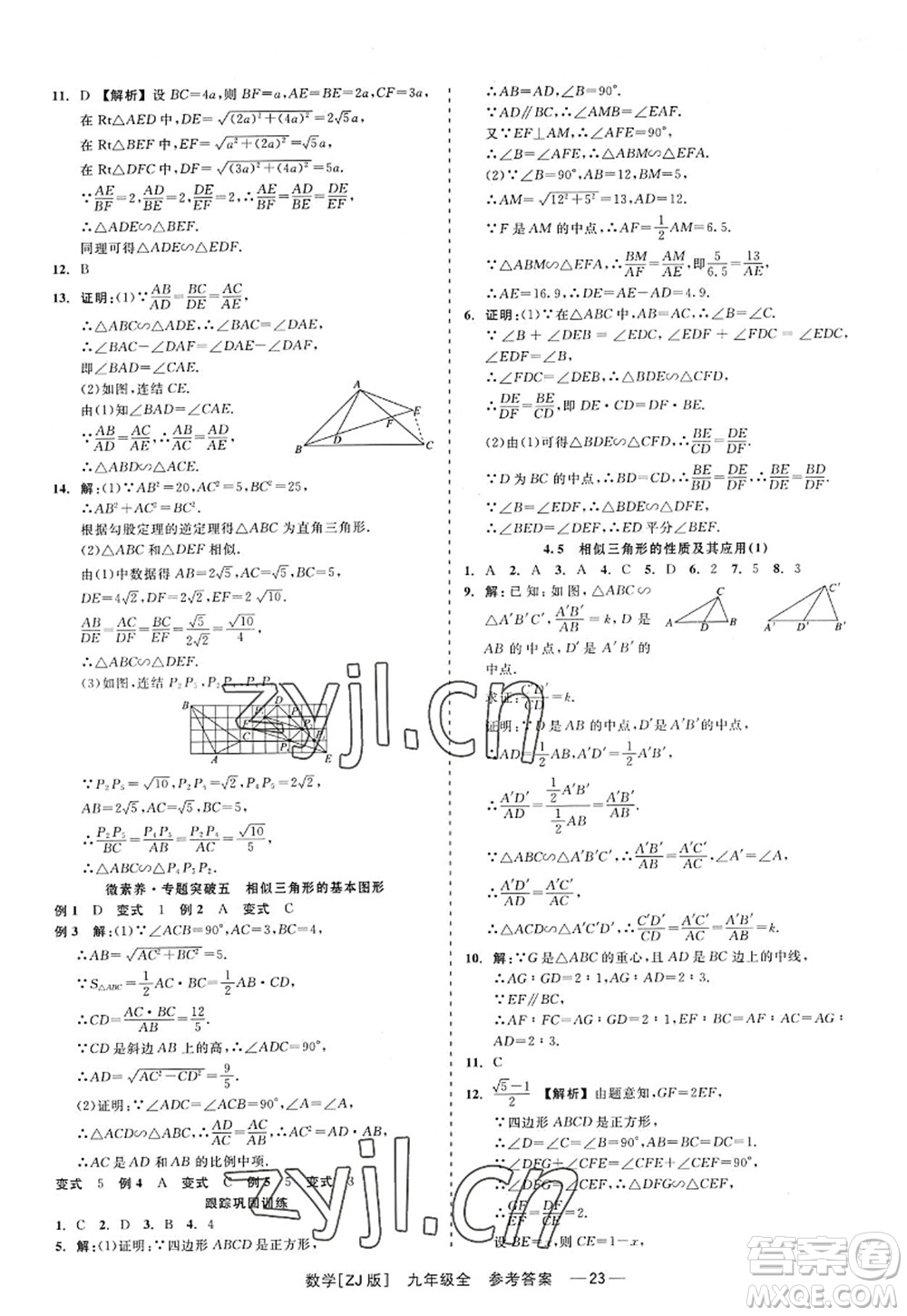 浙江工商大學(xué)出版社2022精彩練習(xí)就練這一本九年級數(shù)學(xué)全一冊ZJ浙教版答案