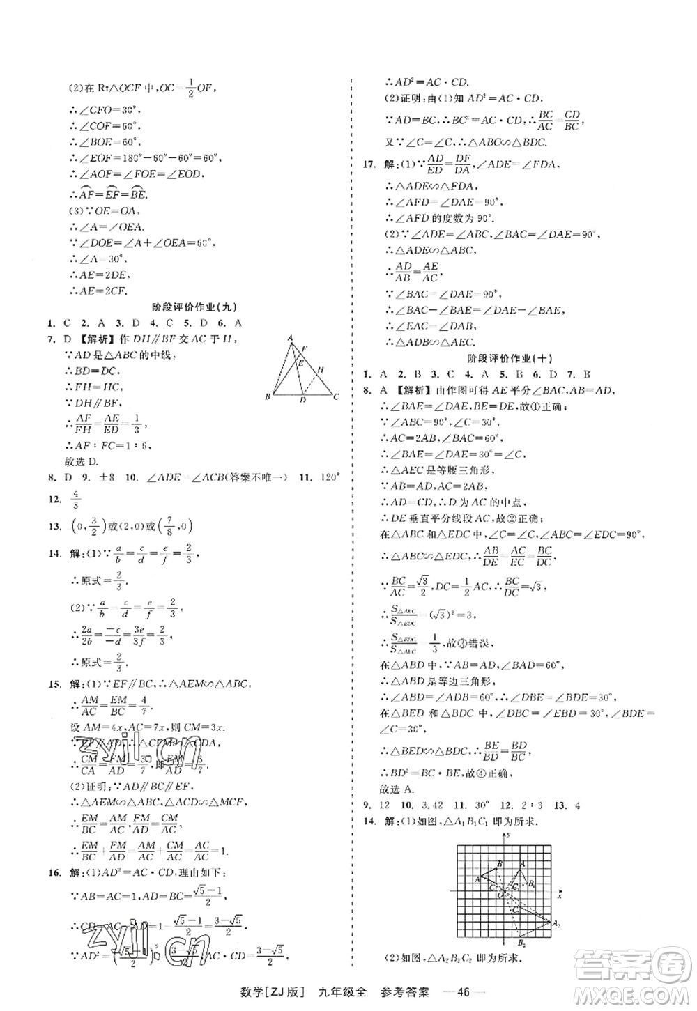 浙江工商大學(xué)出版社2022精彩練習(xí)就練這一本九年級數(shù)學(xué)全一冊ZJ浙教版答案