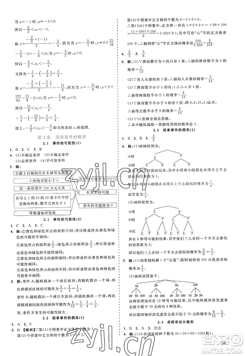 浙江工商大學(xué)出版社2022精彩練習(xí)就練這一本九年級數(shù)學(xué)全一冊ZJ浙教版答案