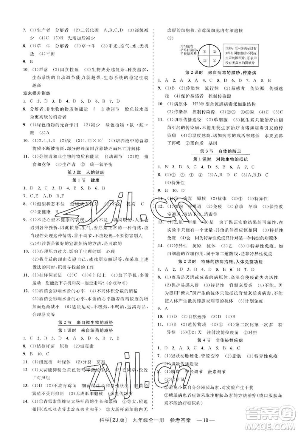 浙江工商大學(xué)出版社2022精彩練習(xí)就練這一本九年級科學(xué)全一冊ZJ浙教版答案