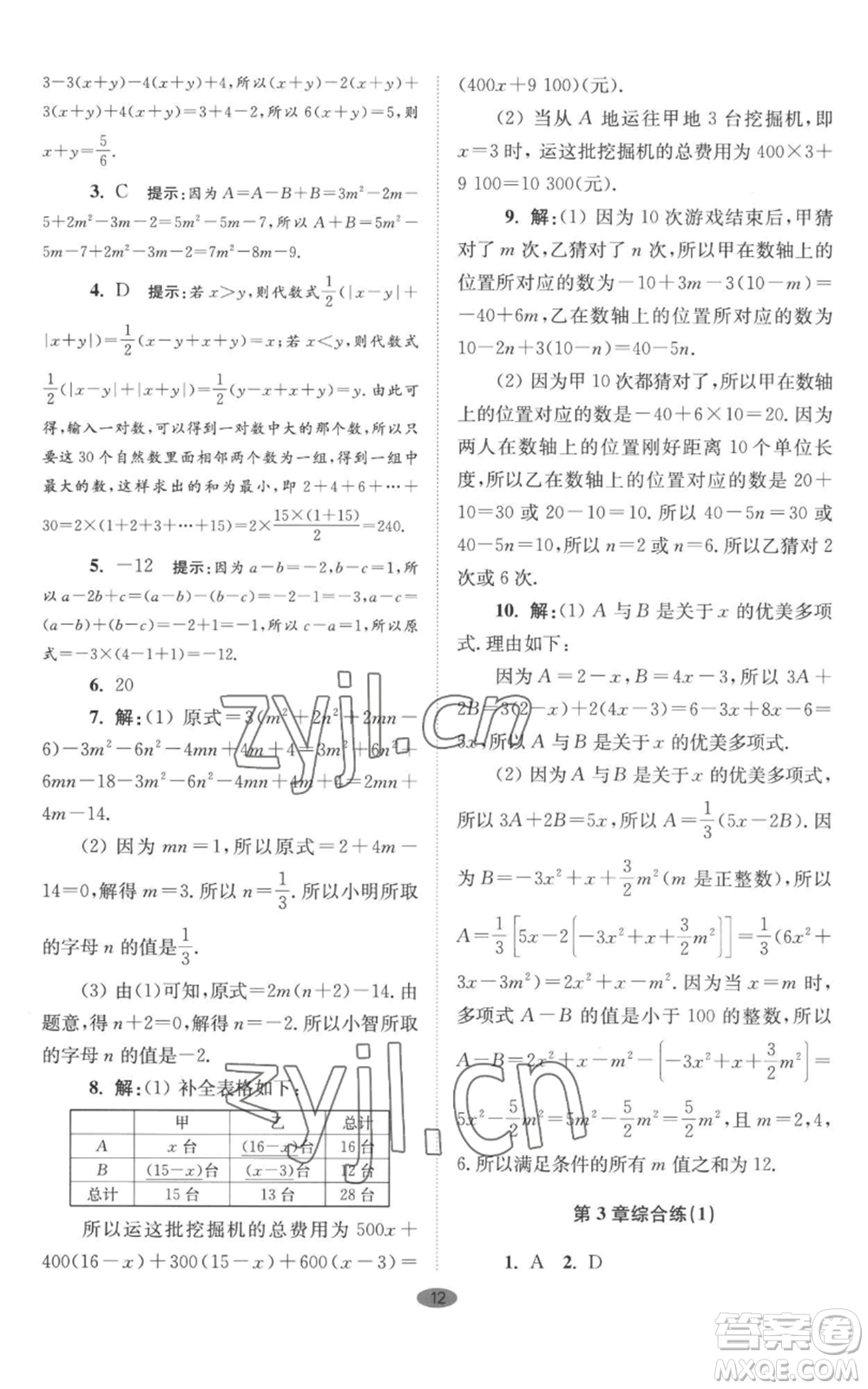 江蘇鳳凰科學(xué)技術(shù)出版社2022小題狂做七年級(jí)上冊數(shù)學(xué)蘇科版巔峰版參考答案