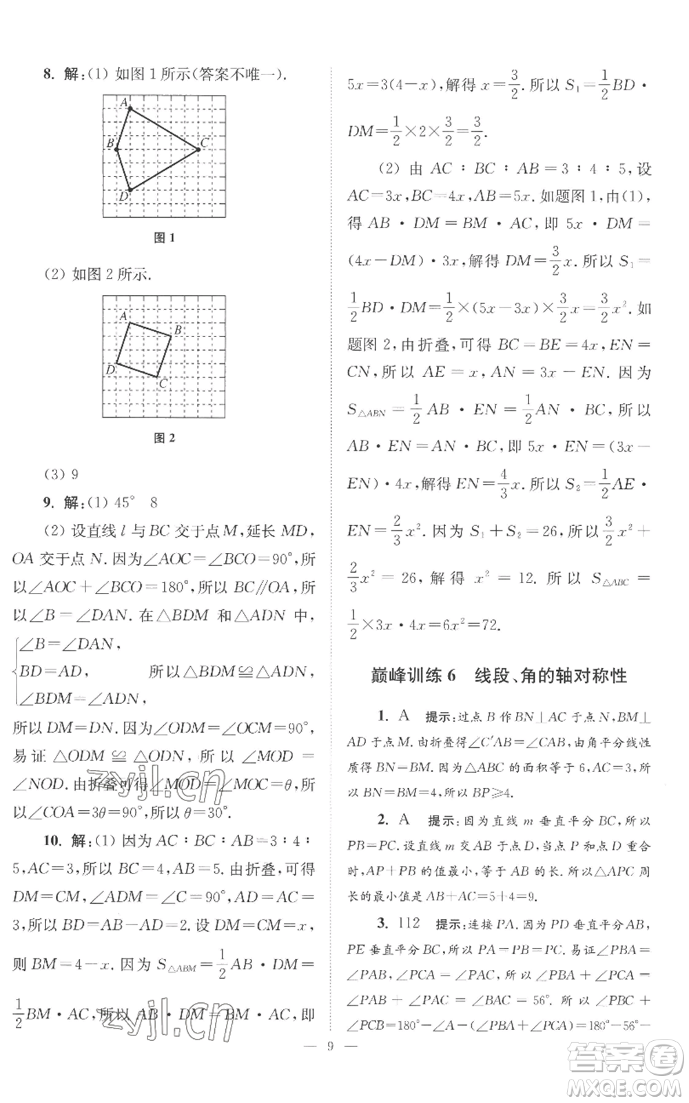 江蘇鳳凰科學(xué)技術(shù)出版社2022小題狂做八年級(jí)上冊(cè)數(shù)學(xué)蘇科版巔峰版參考答案