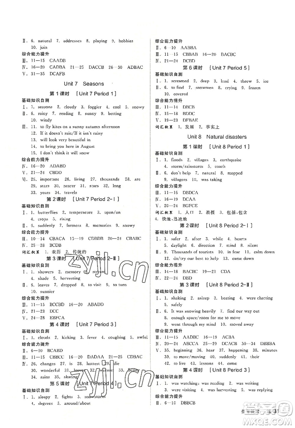 陽光出版社2022全品學(xué)練考八年級(jí)英語上冊(cè)YLNJ譯林牛津版徐州專版答案