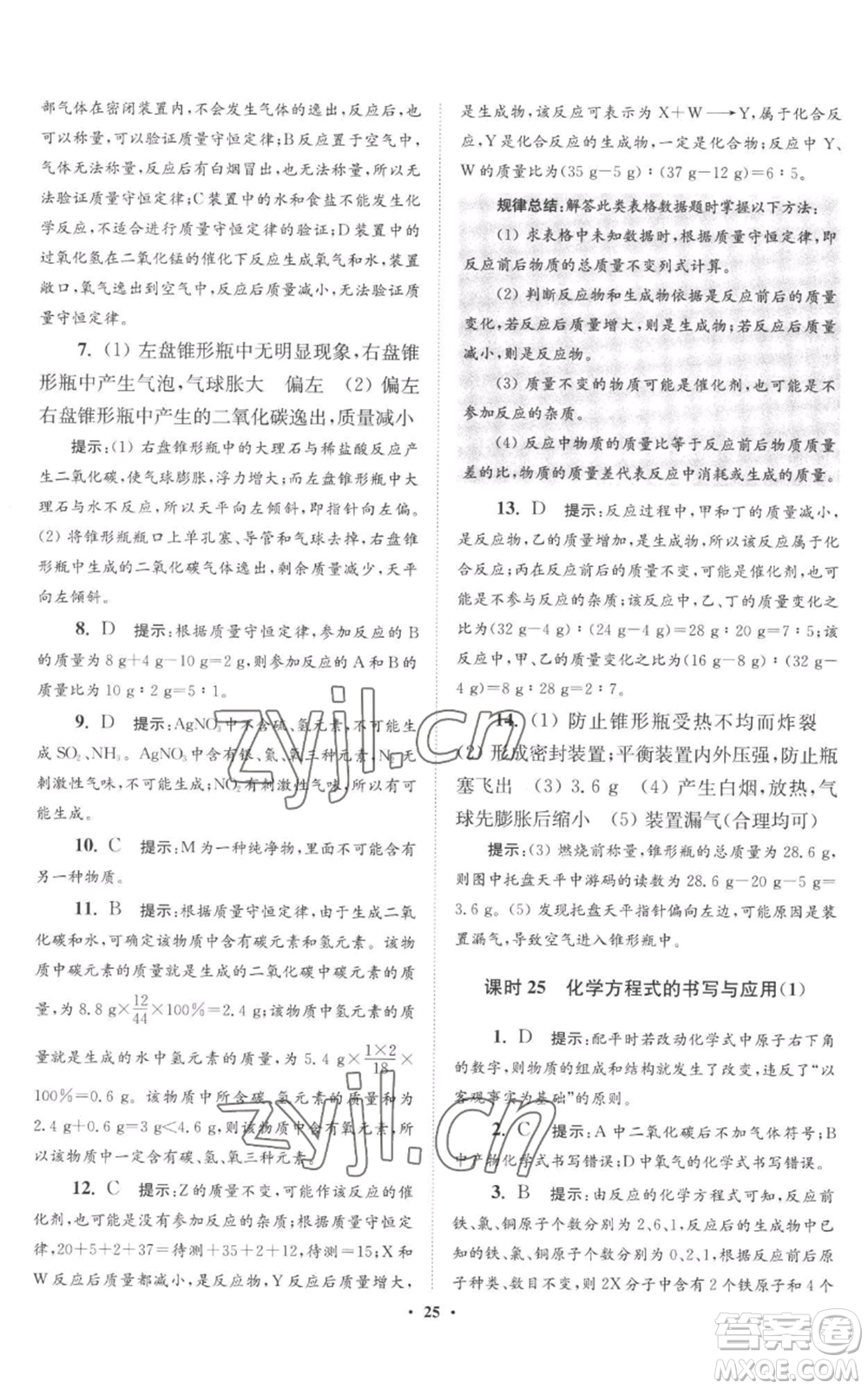 江蘇鳳凰科學(xué)技術(shù)出版社2022小題狂做九年級(jí)上冊(cè)化學(xué)滬教版提優(yōu)版參考答案