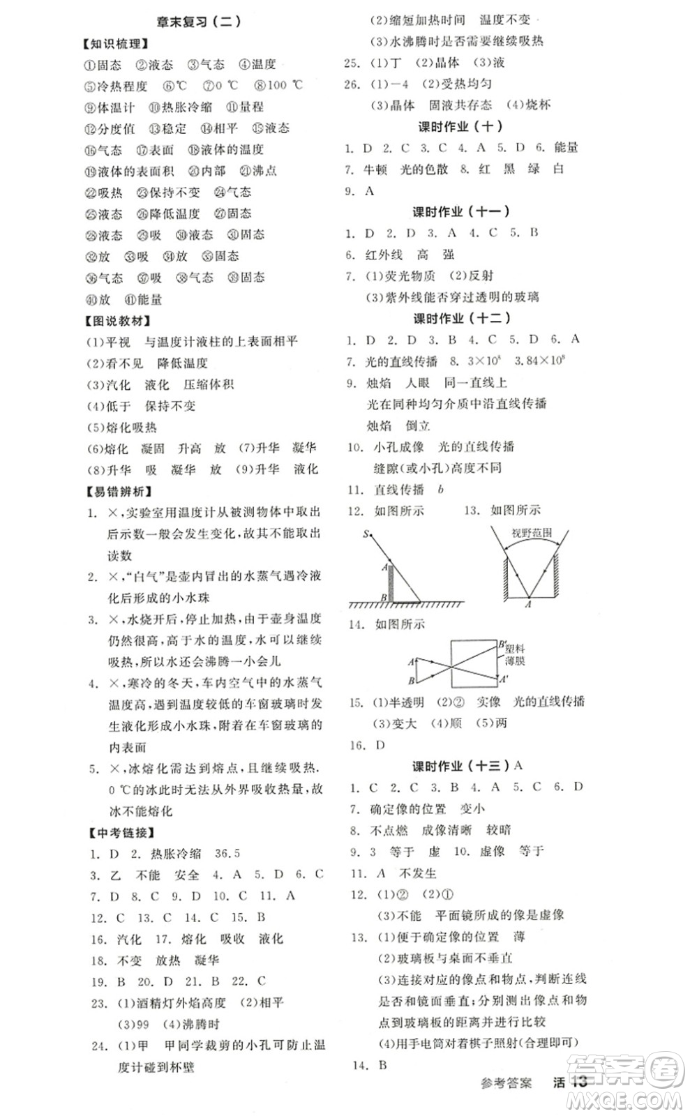 陽(yáng)光出版社2022全品學(xué)練考八年級(jí)物理上冊(cè)SK蘇科版答案