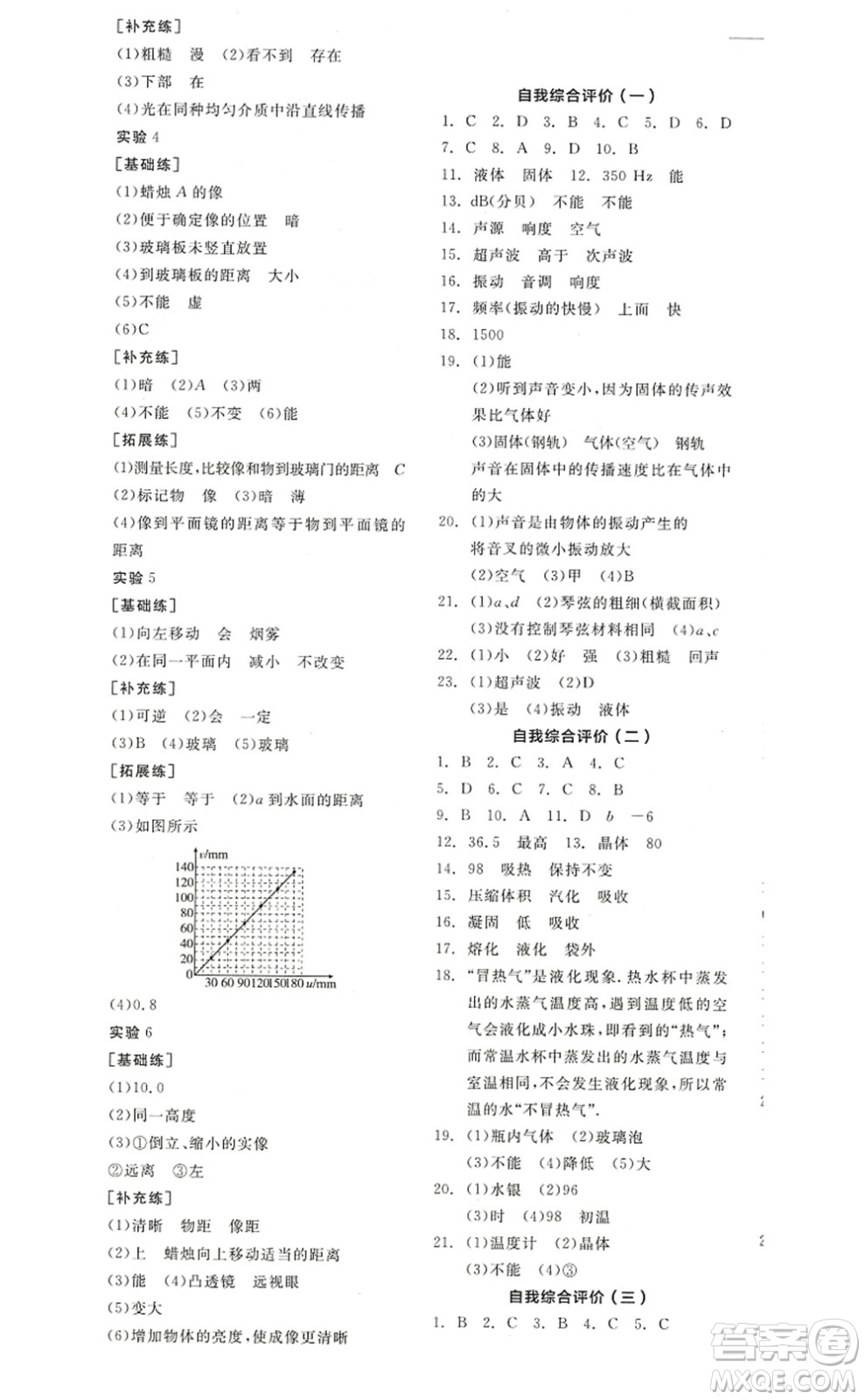 陽(yáng)光出版社2022全品學(xué)練考八年級(jí)物理上冊(cè)SK蘇科版答案