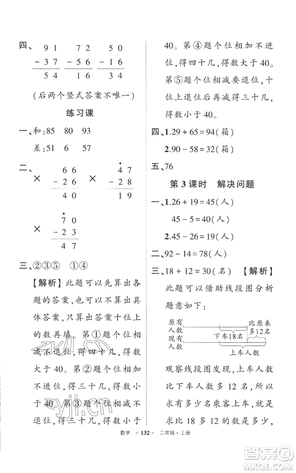 西安出版社2022秋季狀元成才路創(chuàng)優(yōu)作業(yè)100分二年級上冊數(shù)學人教版湖南專版參考答案