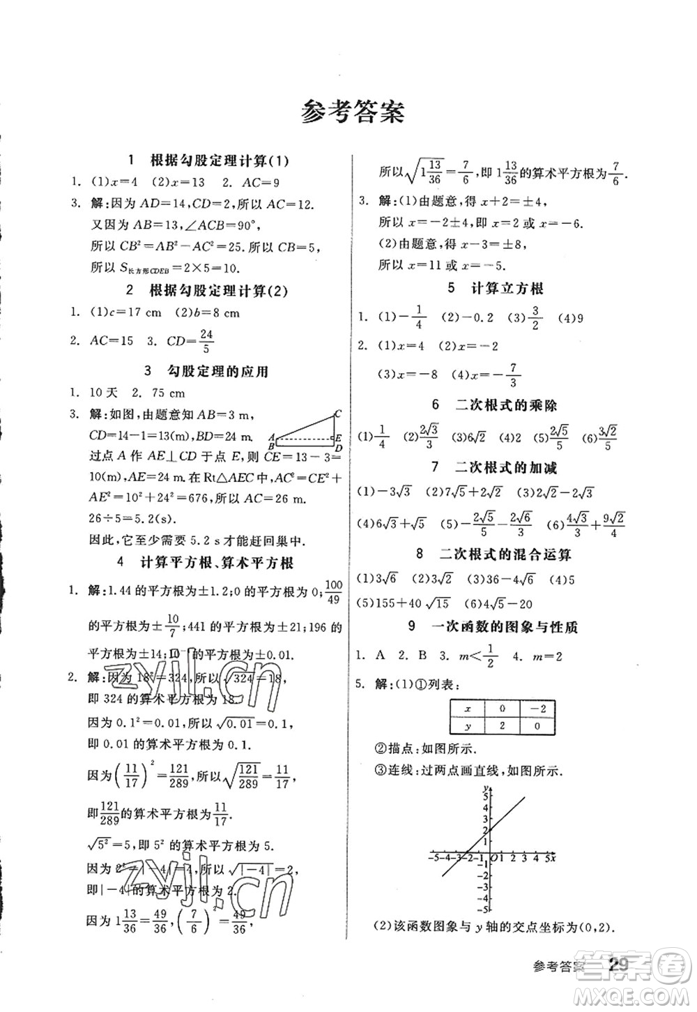 天津人民出版社2022全品學(xué)練考八年級(jí)數(shù)學(xué)上冊(cè)BS北師版深圳專(zhuān)版答案