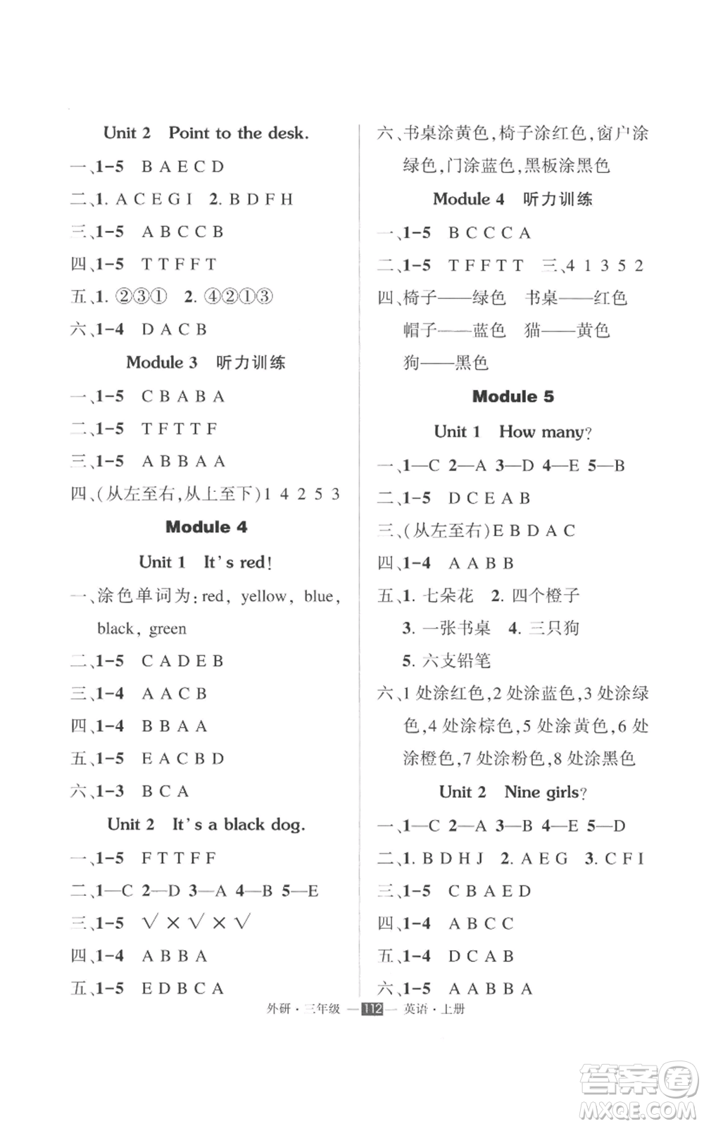 西安出版社2022秋季狀元成才路創(chuàng)優(yōu)作業(yè)100分三年級(jí)上冊(cè)英語外研版參考答案