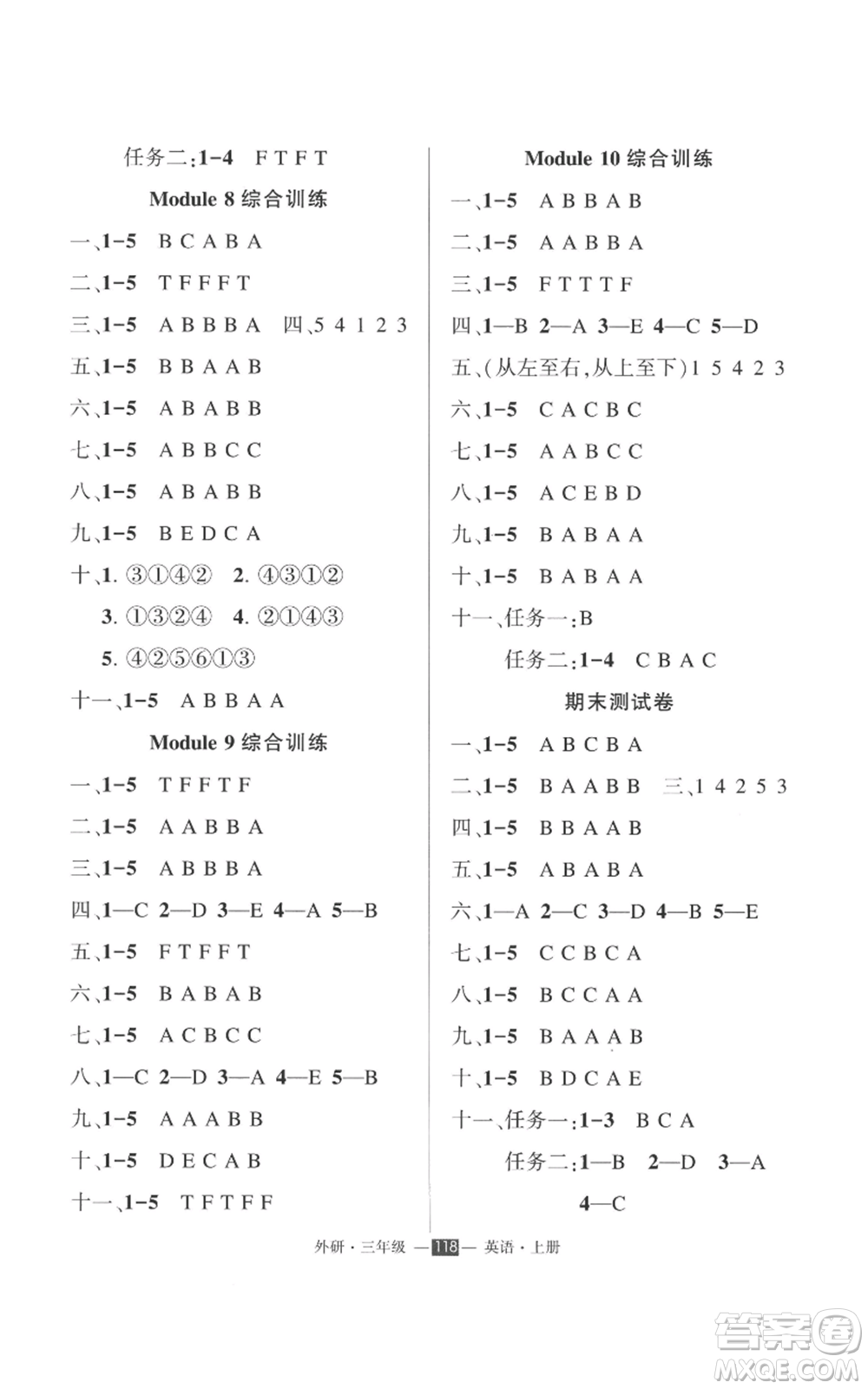 西安出版社2022秋季狀元成才路創(chuàng)優(yōu)作業(yè)100分三年級(jí)上冊(cè)英語外研版參考答案