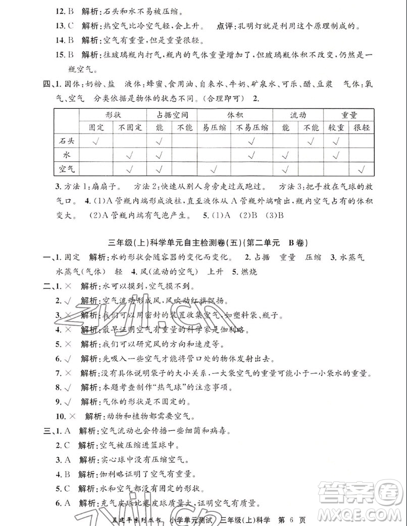 浙江工商大學(xué)出版社2022孟建平小學(xué)單元測(cè)試科學(xué)三年級(jí)上教科版答案