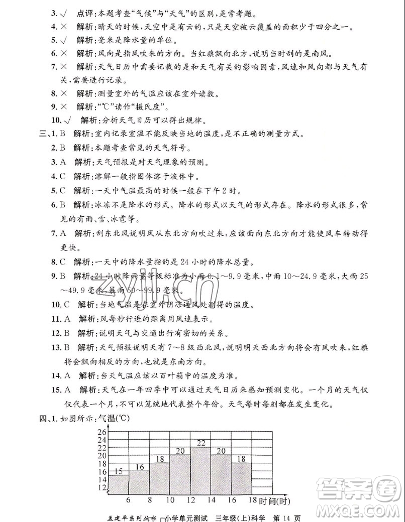 浙江工商大學(xué)出版社2022孟建平小學(xué)單元測(cè)試科學(xué)三年級(jí)上教科版答案