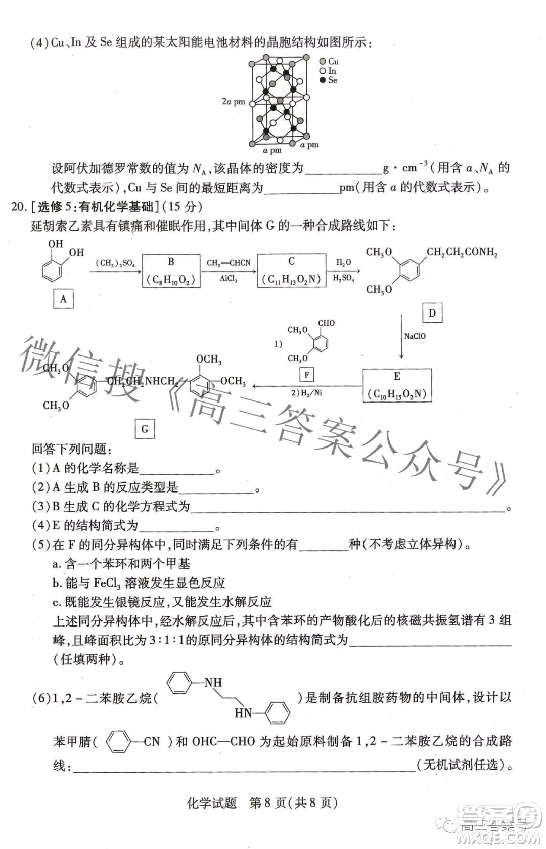 天一大聯(lián)考頂尖計劃2023屆高中畢業(yè)班第一次考試化學(xué)試題及答案