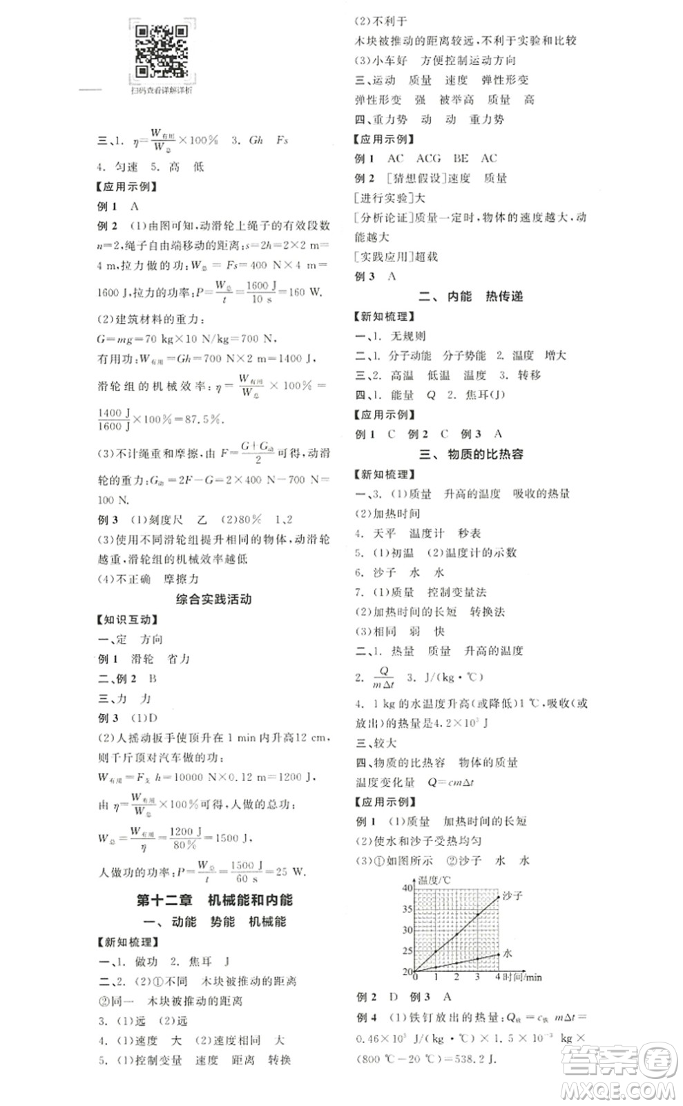 陽(yáng)光出版社2022全品學(xué)練考九年級(jí)物理上冊(cè)SK蘇科版徐州專版答案
