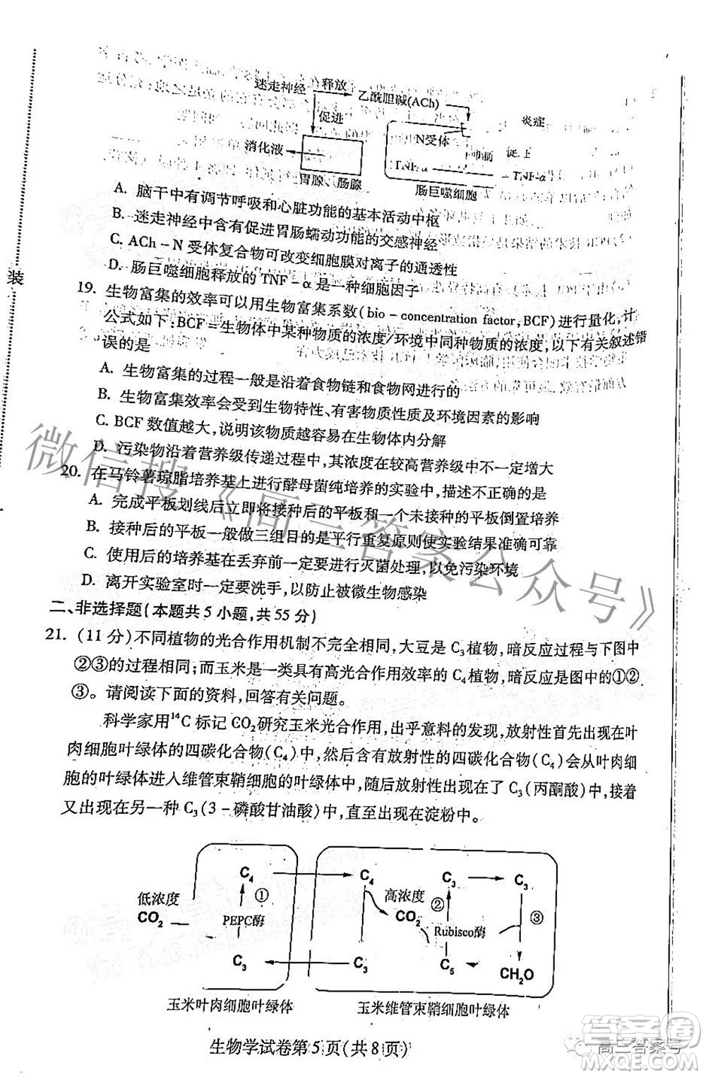 哈爾濱市2020級學(xué)業(yè)質(zhì)量檢測試題生物學(xué)試題及答案