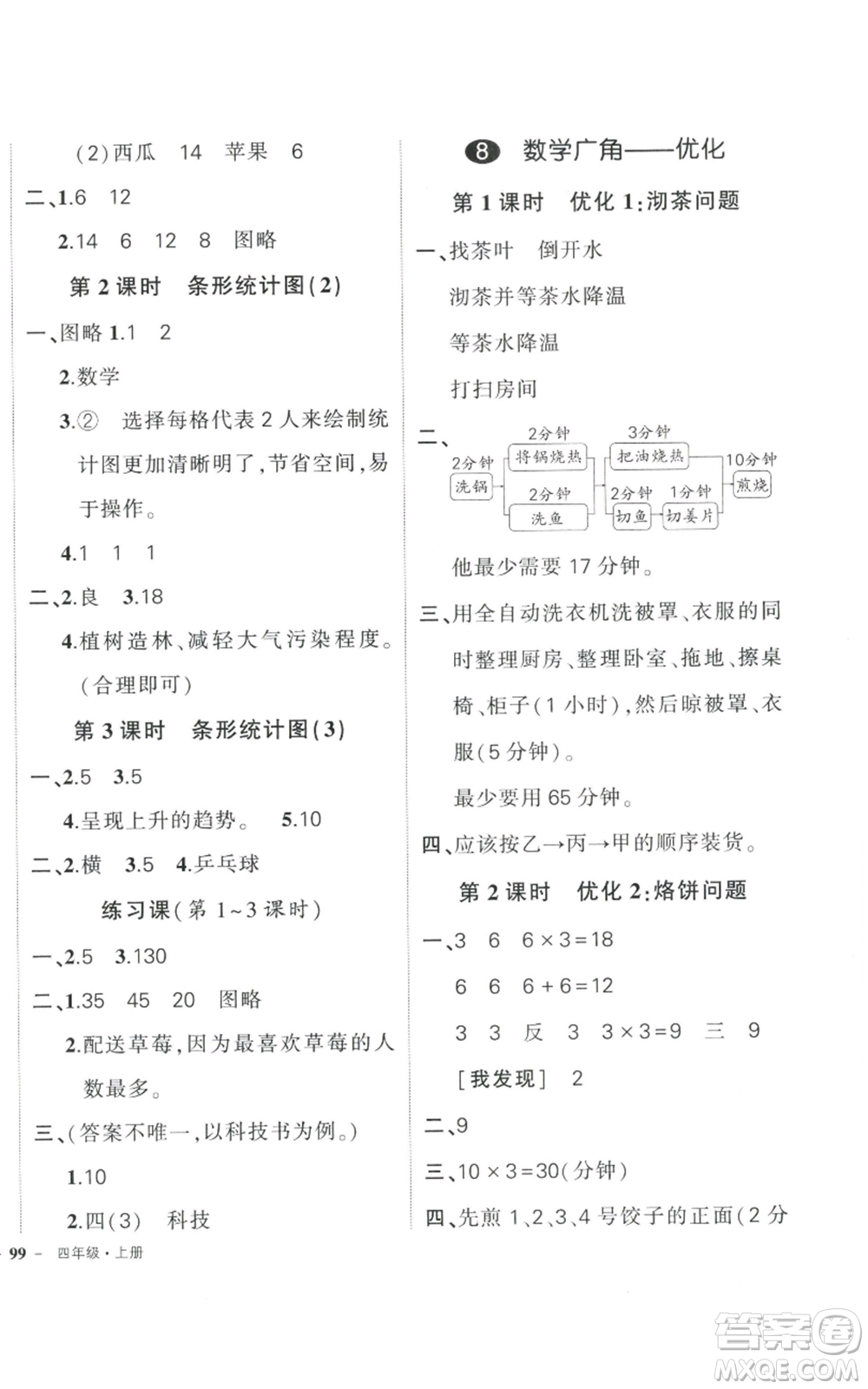武漢出版社2022秋季狀元成才路創(chuàng)優(yōu)作業(yè)100分四年級(jí)上冊(cè)數(shù)學(xué)人教版貴州專版參考答案