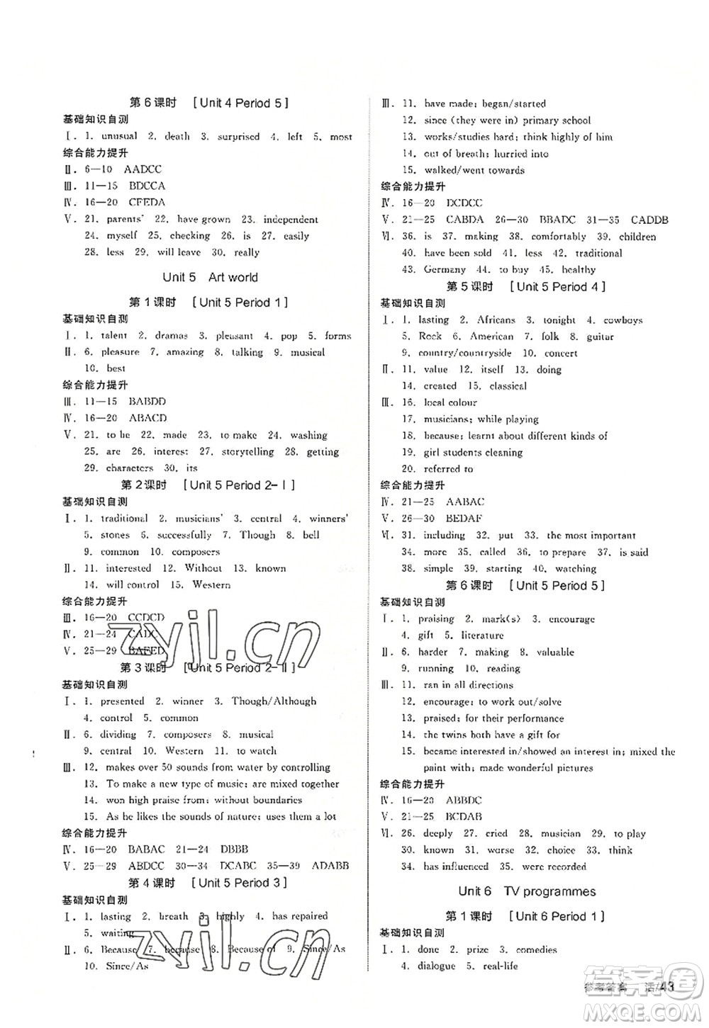 沈陽出版社2022全品學(xué)練考九年級英語全一冊YLNJ譯林牛津版答案