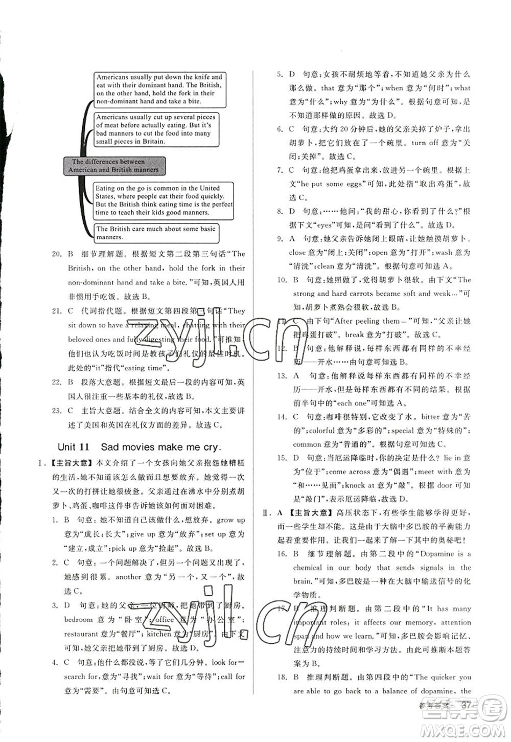 沈陽出版社2022全品學(xué)練考九年級英語全一冊RJ人教版浙江專版答案