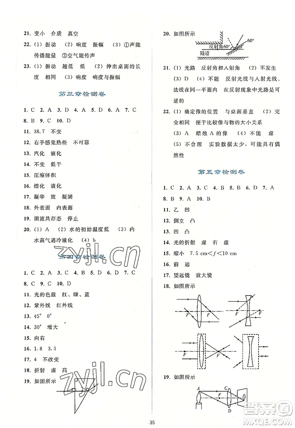 人民教育出版社2022同步輕松練習(xí)八年級(jí)物理上冊(cè)人教版答案