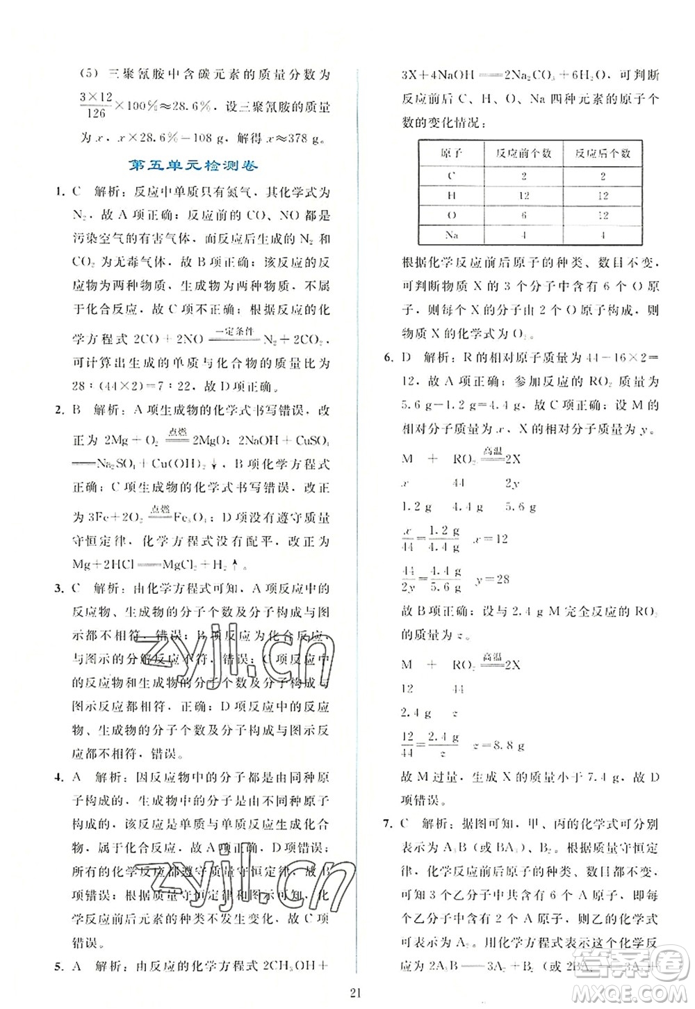 人民教育出版社2022同步輕松練習(xí)九年級(jí)化學(xué)上冊(cè)人教版答案
