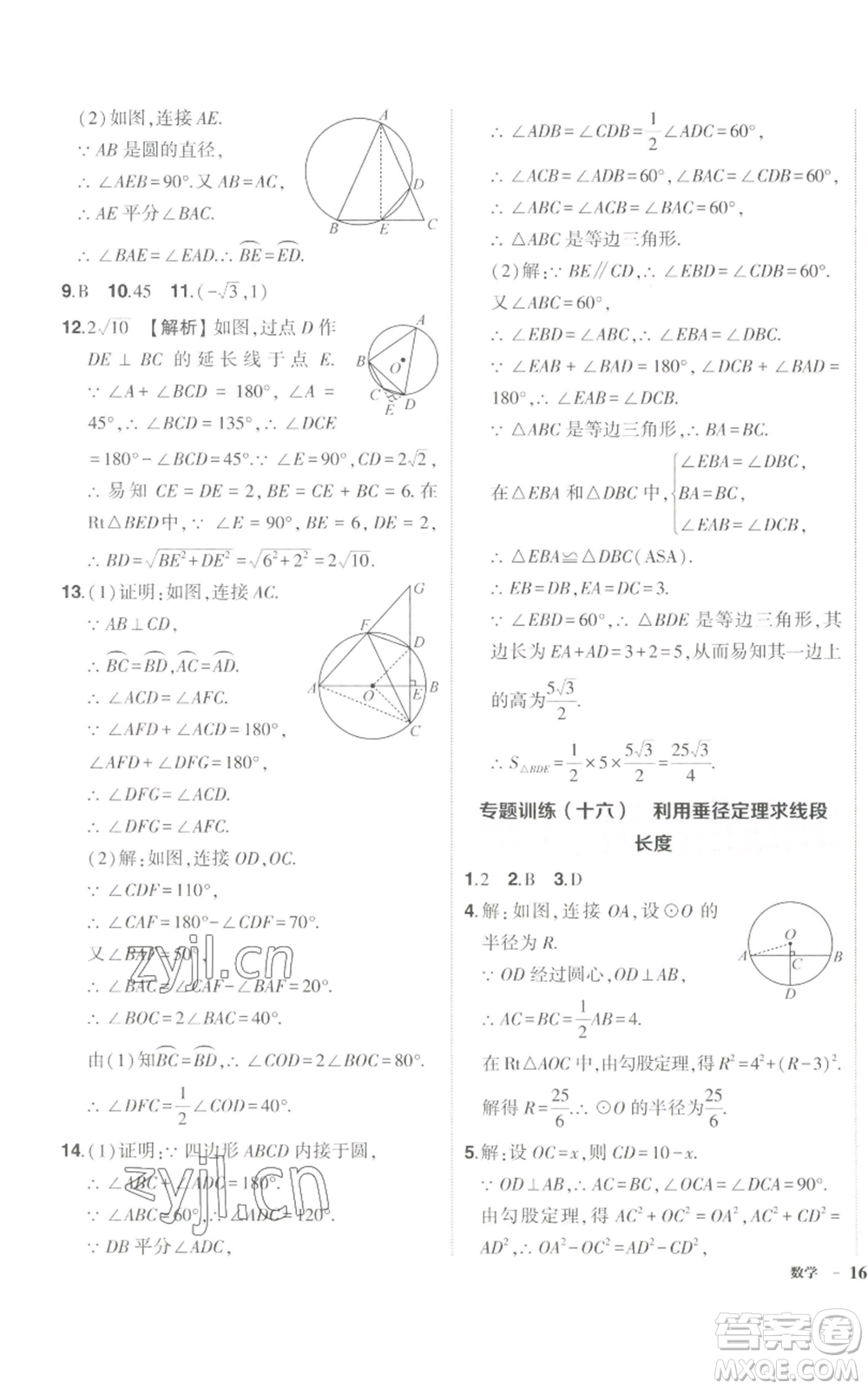 長江出版社2022秋季狀元成才路創(chuàng)優(yōu)作業(yè)九年級上冊數(shù)學(xué)人教版參考答案