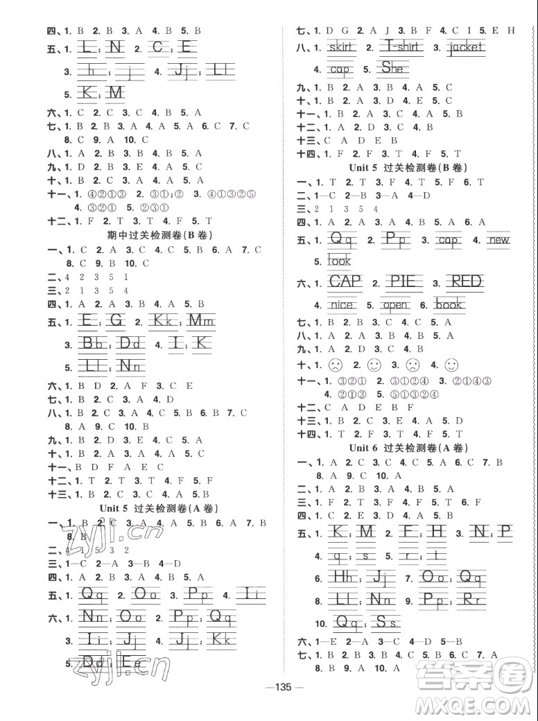 江西教育出版社2022陽光同學(xué)一線名師全優(yōu)好卷英語三年級上冊譯林版答案