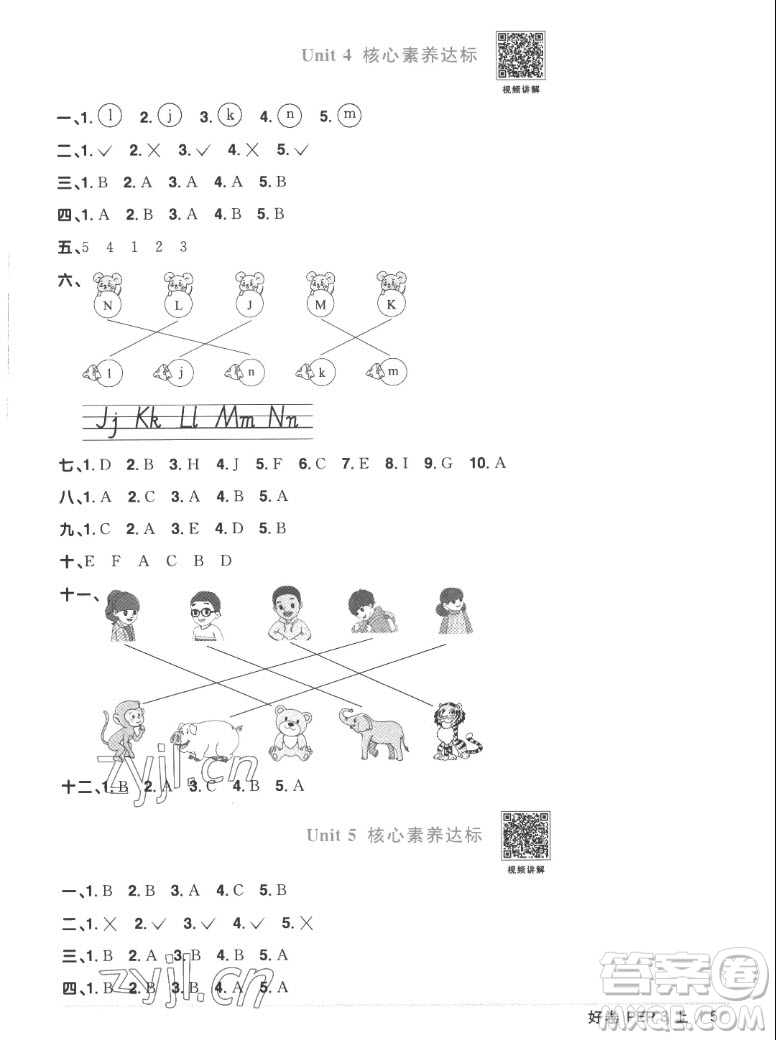 江西教育出版社2022陽光同學(xué)一線名師全優(yōu)好卷英語三年級上冊人教版答案