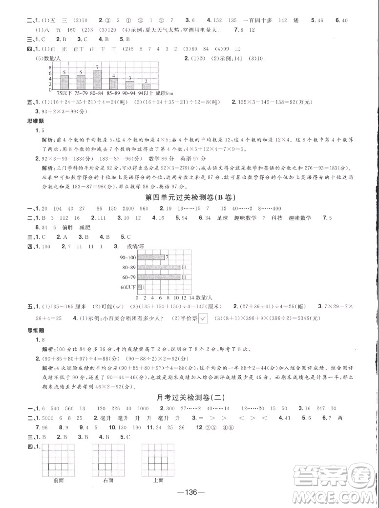 江西教育出版社2022陽光同學(xué)一線名師全優(yōu)好卷數(shù)學(xué)四年級(jí)上冊(cè)蘇教版答案