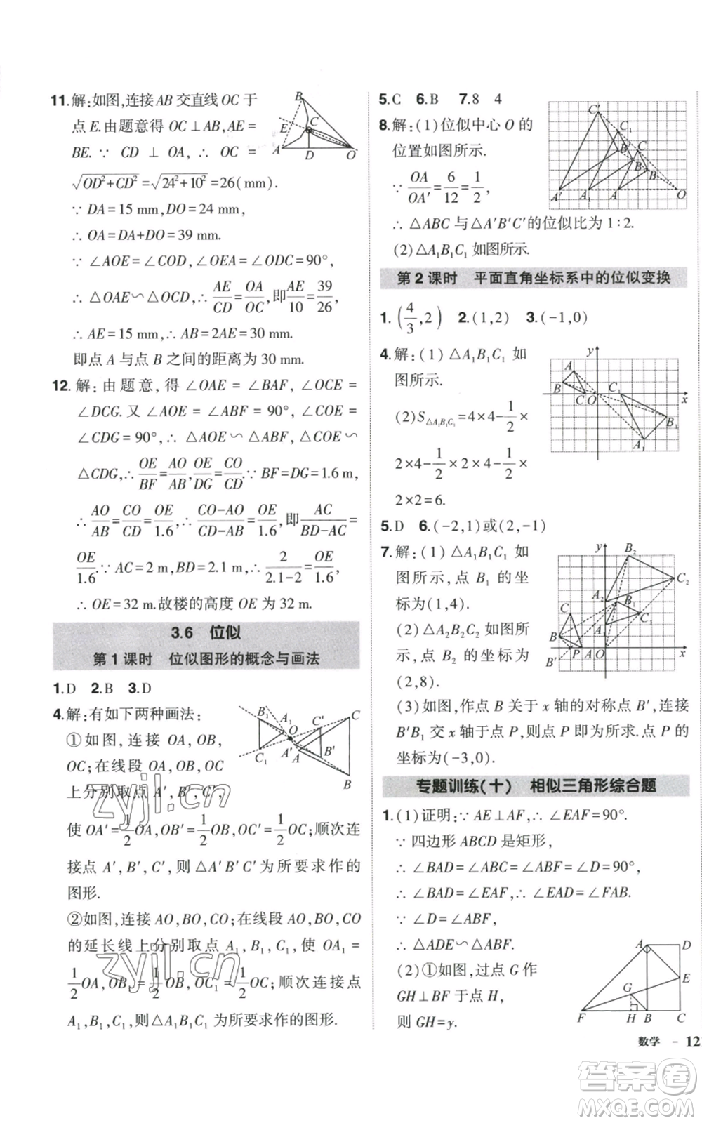 吉林教育出版社2022秋季狀元成才路創(chuàng)優(yōu)作業(yè)九年級(jí)上冊(cè)數(shù)學(xué)湘教版參考答案