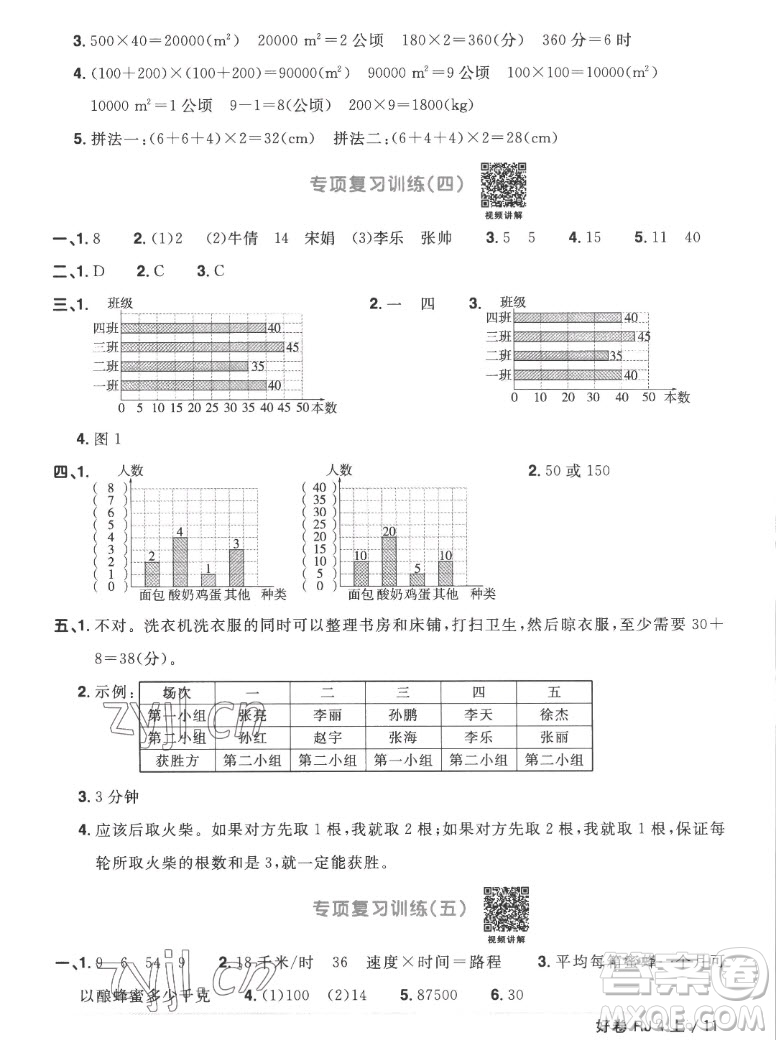 江西教育出版社2022陽光同學(xué)一線名師全優(yōu)好卷數(shù)學(xué)四年級(jí)上冊(cè)人教版答案
