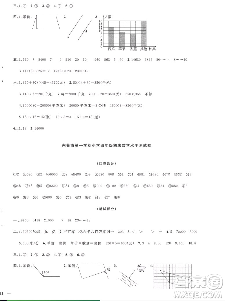 江西教育出版社2022陽光同學(xué)一線名師全優(yōu)好卷數(shù)學(xué)四年級(jí)上冊(cè)人教版答案