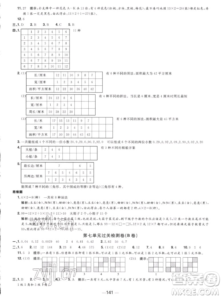 江西教育出版社2022陽光同學(xué)一線名師全優(yōu)好卷數(shù)學(xué)五年級上冊蘇教版答案
