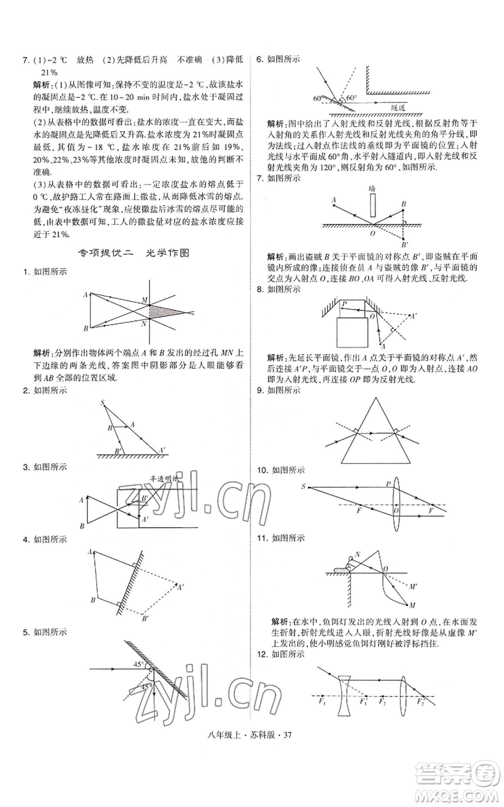 甘肅少年兒童出版社2022秋季學(xué)霸題中題八年級上冊物理蘇科版參考答案