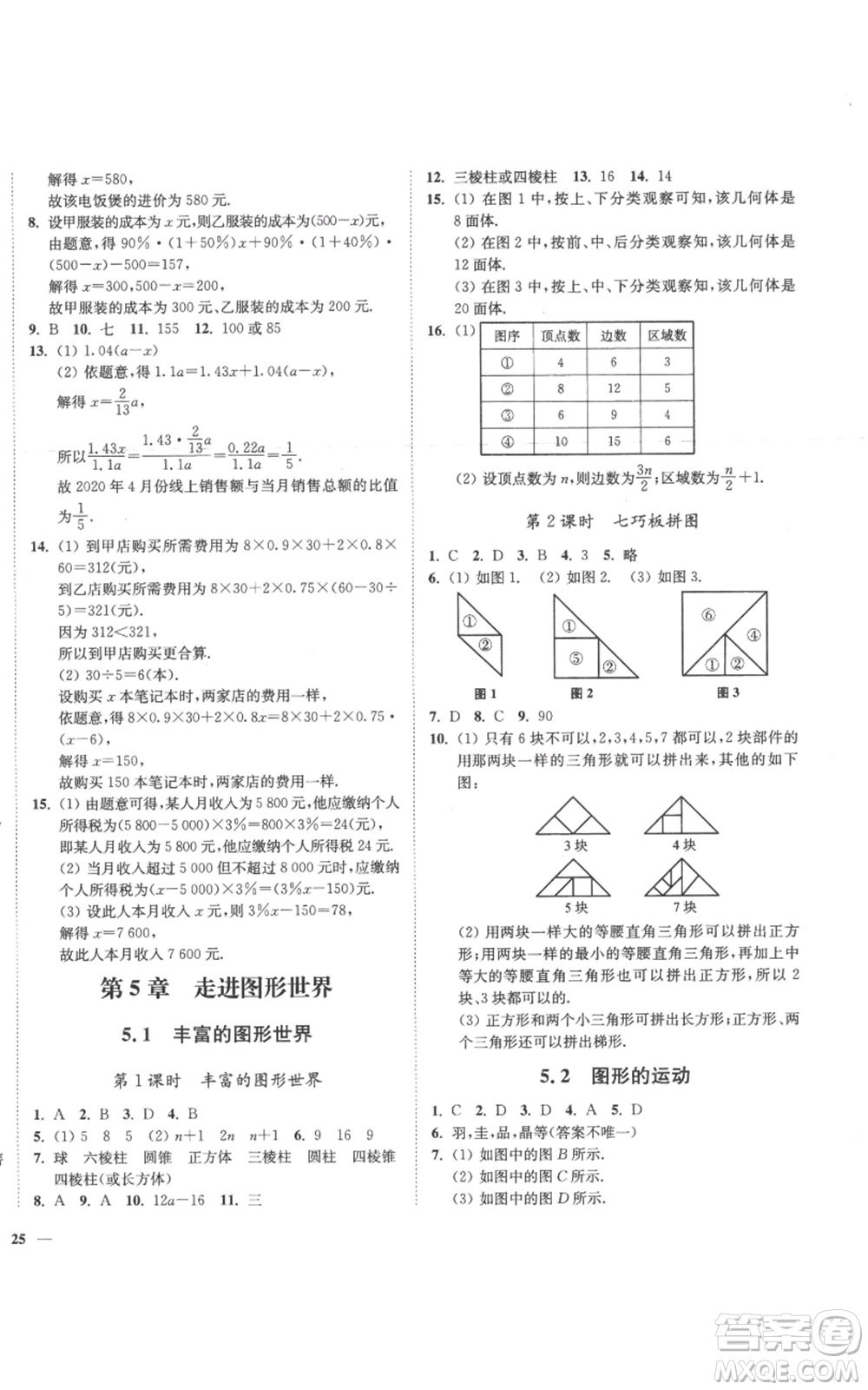 延邊大學(xué)出版社2022秋季學(xué)霸作業(yè)本七年級(jí)上冊(cè)數(shù)學(xué)蘇科版參考答案