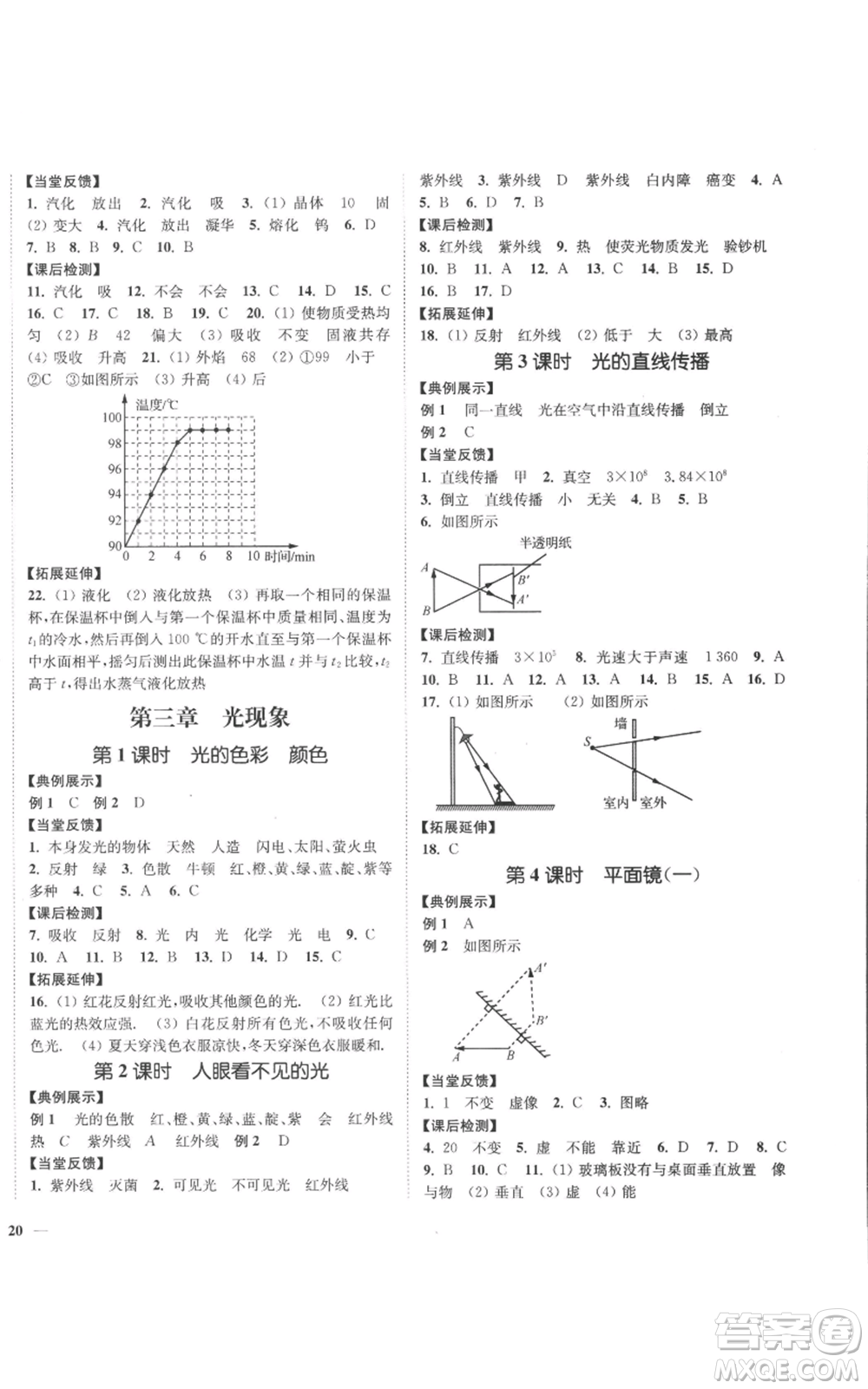 延邊大學(xué)出版社2022秋季學(xué)霸作業(yè)本八年級(jí)上冊(cè)物理蘇科版參考答案