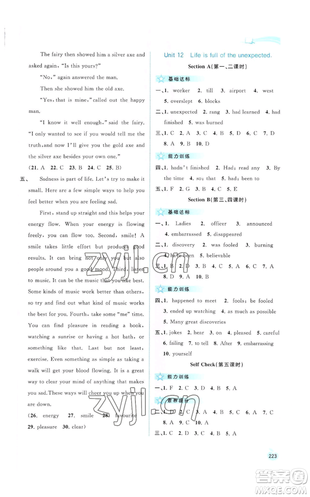 廣西教育出版社2022秋季新課程學習與測評同步學習九年級英語人教版參考答案