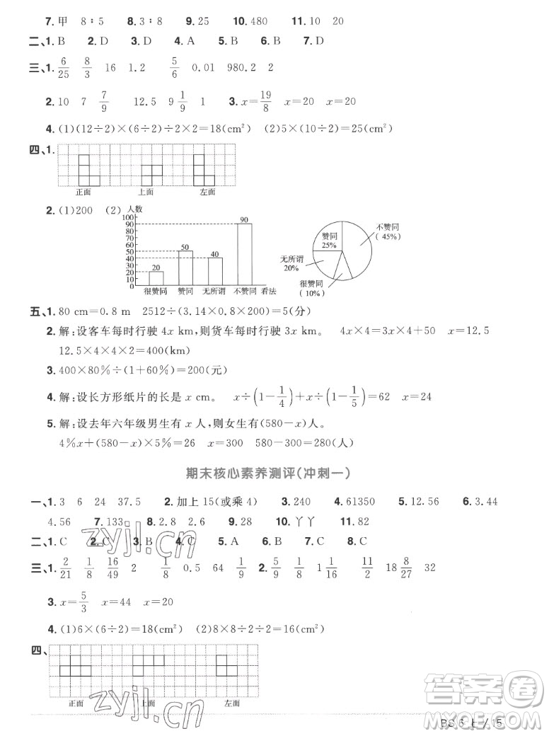 江西教育出版社2022陽(yáng)光同學(xué)一線(xiàn)名師全優(yōu)好卷數(shù)學(xué)六年級(jí)上冊(cè)北師版答案