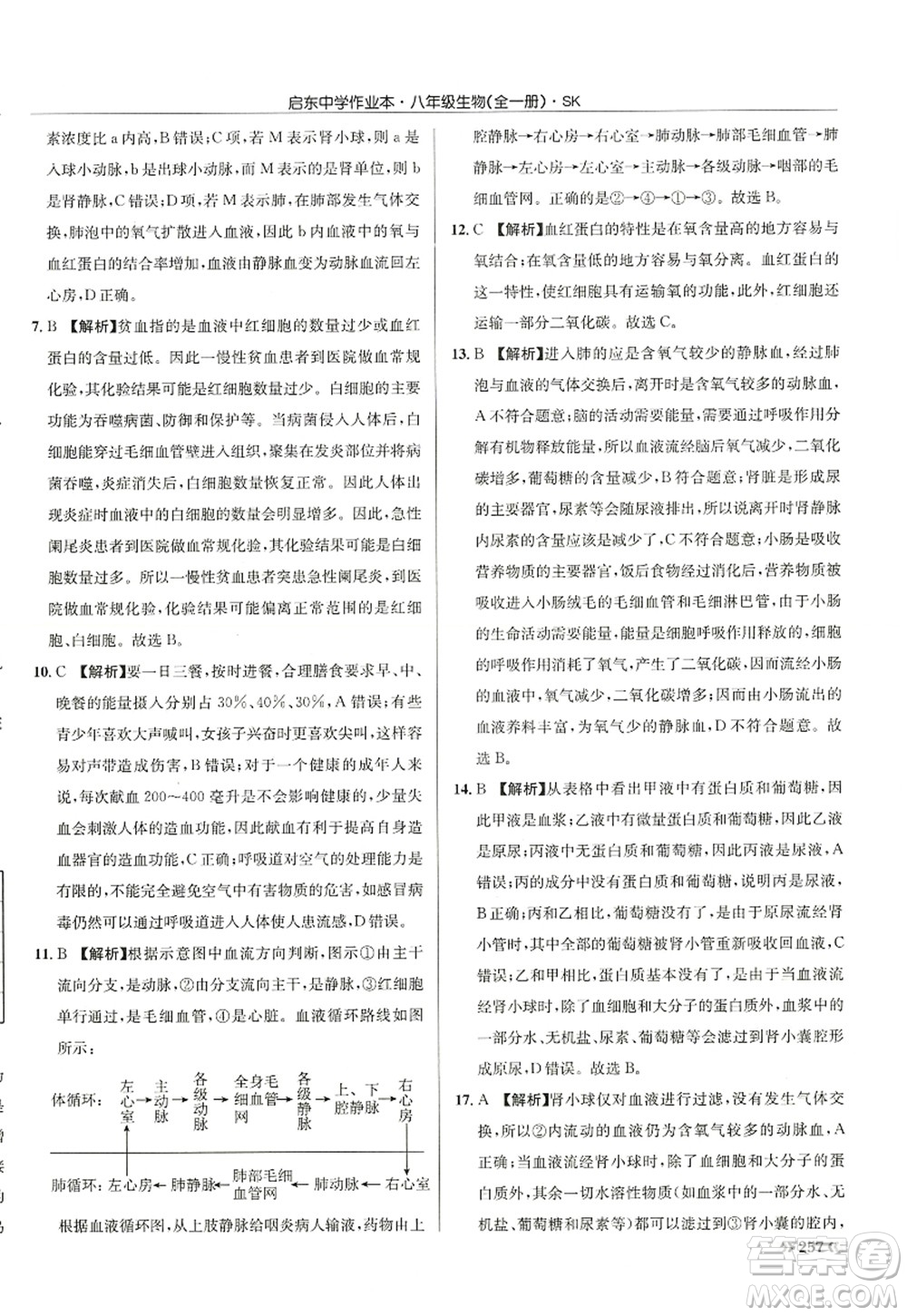 龍門書局2022啟東中學(xué)作業(yè)本八年級(jí)生物全一冊(cè)SK蘇科版答案