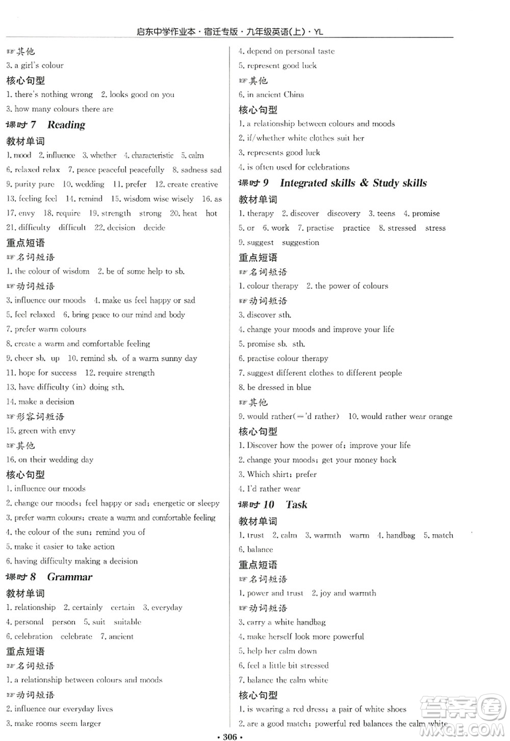 龍門(mén)書(shū)局2022啟東中學(xué)作業(yè)本九年級(jí)英語(yǔ)上冊(cè)YL譯林版宿遷專版答案