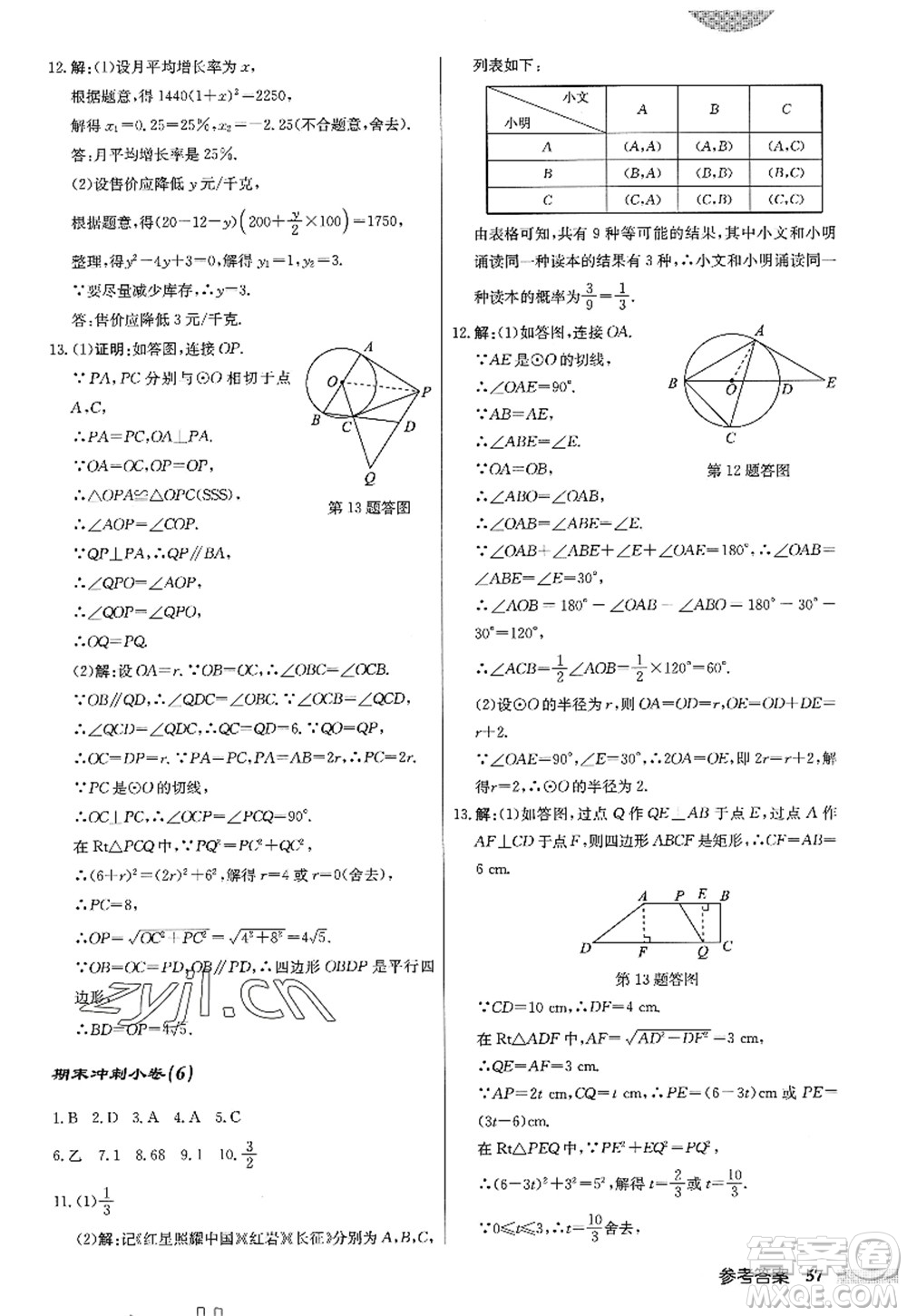 龍門書局2022啟東中學(xué)作業(yè)本九年級數(shù)學(xué)上冊JS江蘇版答案