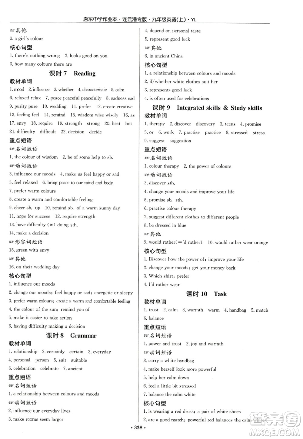 龍門(mén)書(shū)局2022啟東中學(xué)作業(yè)本九年級(jí)英語(yǔ)上冊(cè)YL譯林版連云港專版答案