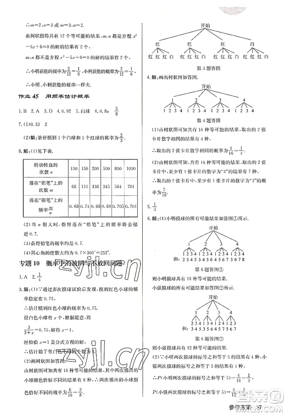 龍門(mén)書(shū)局2022啟東中學(xué)作業(yè)本九年級(jí)數(shù)學(xué)上冊(cè)R人教版答案