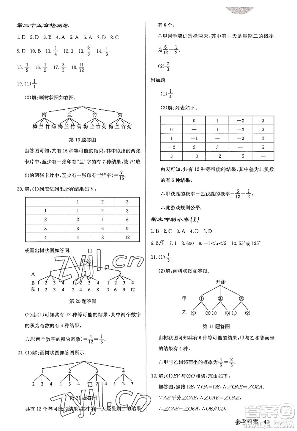 龍門(mén)書(shū)局2022啟東中學(xué)作業(yè)本九年級(jí)數(shù)學(xué)上冊(cè)R人教版答案