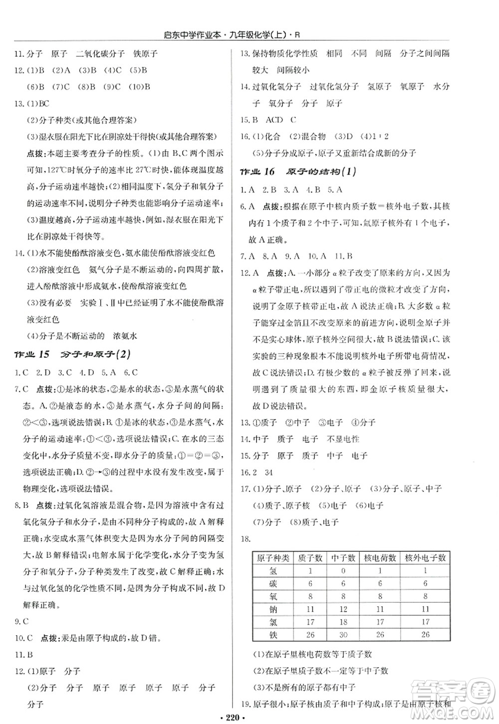 龍門書局2022啟東中學(xué)作業(yè)本九年級(jí)化學(xué)上冊(cè)R人教版答案