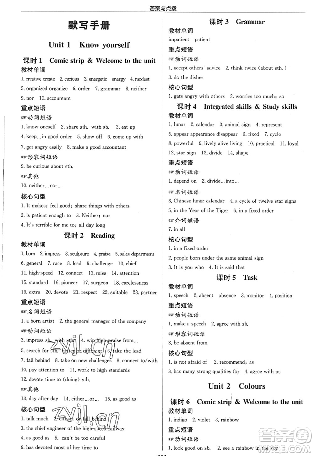 龍門書局2022啟東中學(xué)作業(yè)本九年級英語上冊YL譯林版淮安專版答案