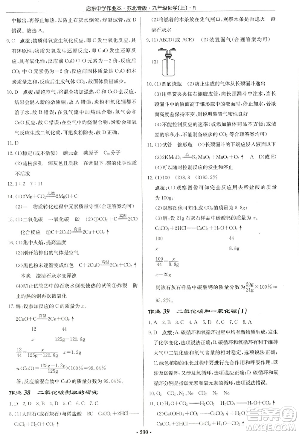 龍門(mén)書(shū)局2022啟東中學(xué)作業(yè)本九年級(jí)化學(xué)上冊(cè)R人教版蘇北專(zhuān)版答案